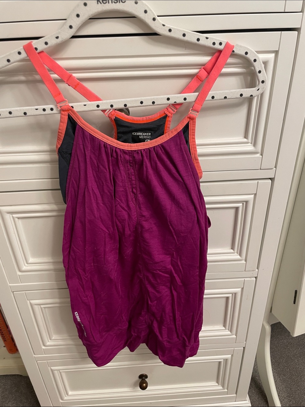 Icebreaker Merino Plum Tank with Coral Trim Size Small